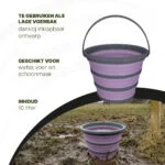 Seau pliable pour aliments et eau, 10 l, lilas et gris – Excellent Horse Vouwbare Emmer – Image 4