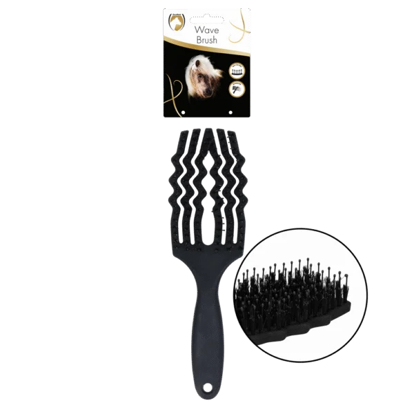 Brosse démêlante pour crinière en poils de porc, noire – Excellent Horse Wave Brush