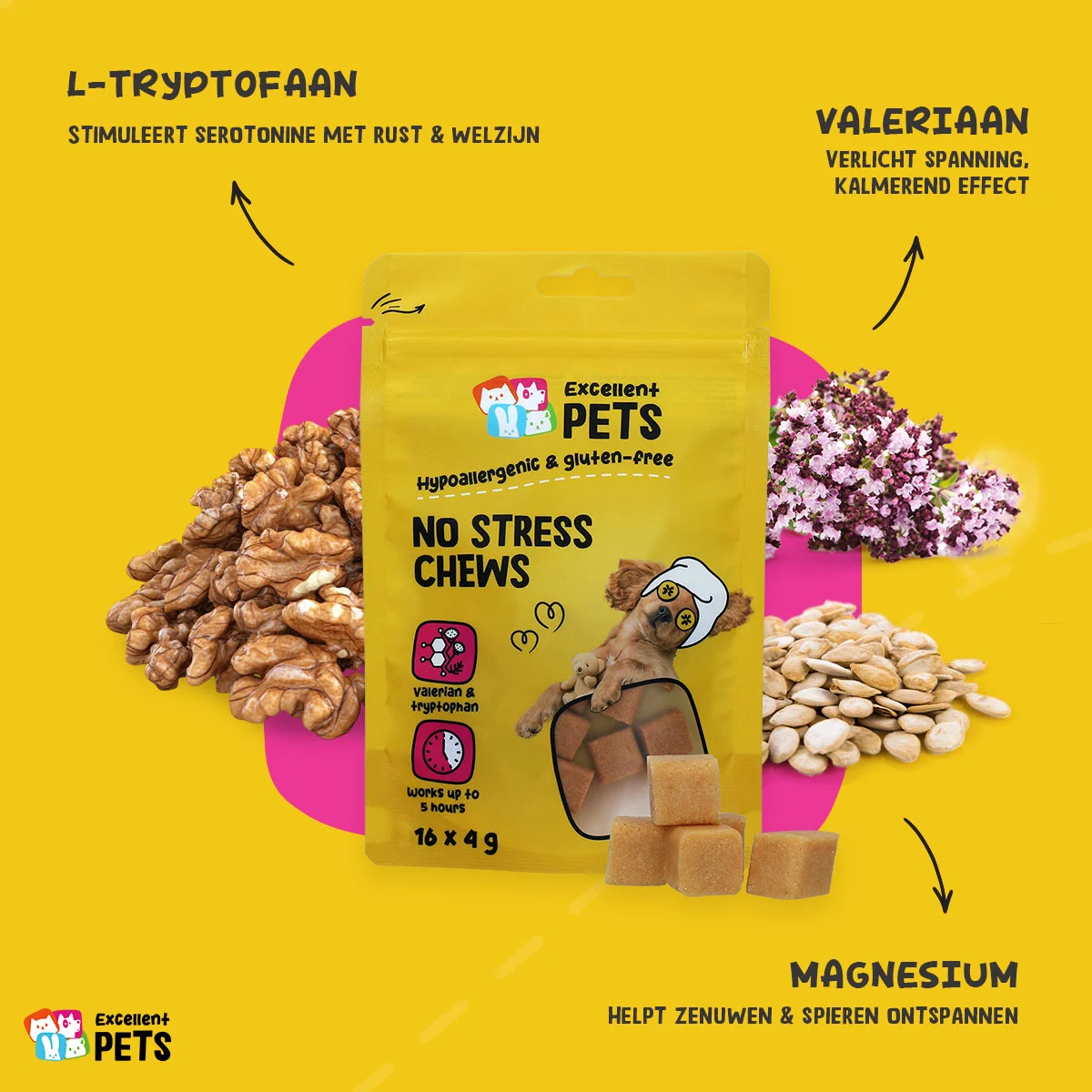 Friandises à mâcher moelleuses pour chiens en période de stress, 16 x 4 g – Excellent Pets No Stress Soft Chews – Image 6