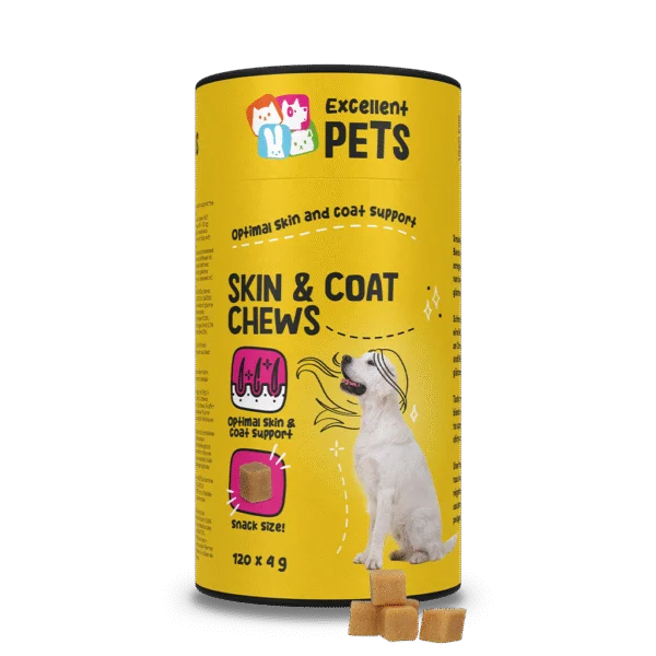 Complément alimentaire pour la peau et le pelage des chiens, 120 bouchées à mâcher moelleuses – Excellent Pets Skin & Coat Soft Chews