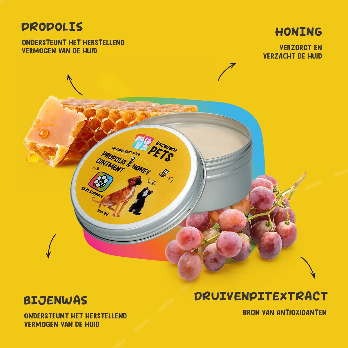 Pommade pour la peau à la propolis et au miel, 150 ml – Excellent Pets Propolis & Honey Ointment – Image 5