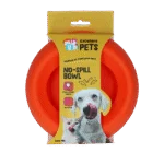 Gamelle en silicone pour chiens avec rebord anti débordement, 300 ml orange – Excellent Pets No-Spill Bowl
