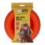 Gamelle et abreuvoir en silicone pour chiens, avec rebord anti éclaboussures, 800 ml, orange – Excellent Pets No-Spill Bowl