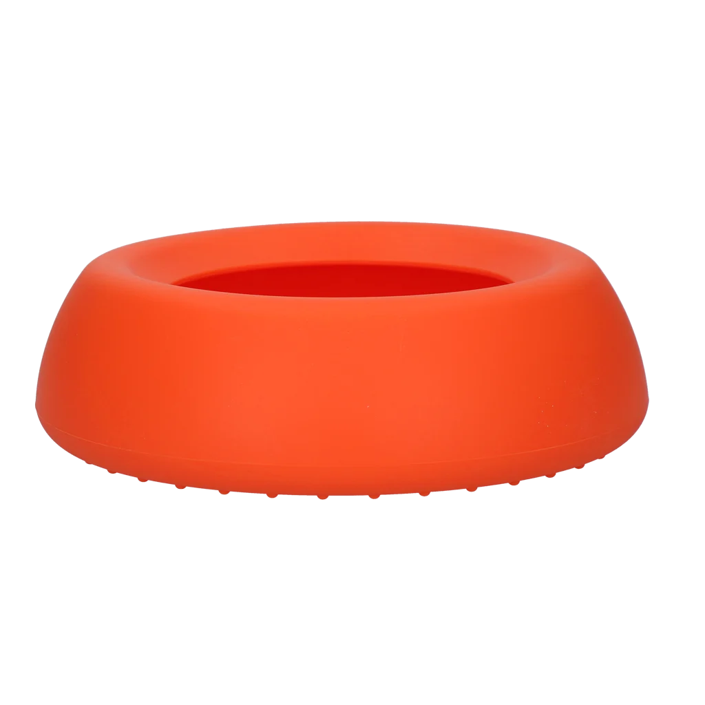 Gamelle et abreuvoir en silicone pour chiens, avec rebord anti éclaboussures, 800 ml, orange – Excellent Pets No-Spill Bowl – Image 3