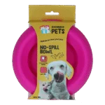 Gamelle et abreuvoir en silicone pour chiens, avec rebord anti éclaboussures, 300 ml, rose – Excellent Pets No-Spill Bowl