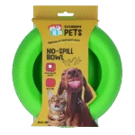 Gamelle pour chien en silicone avec rebord anti éclaboussures, 800 ml, vert – Excellent Pets No-Spill Bowl
