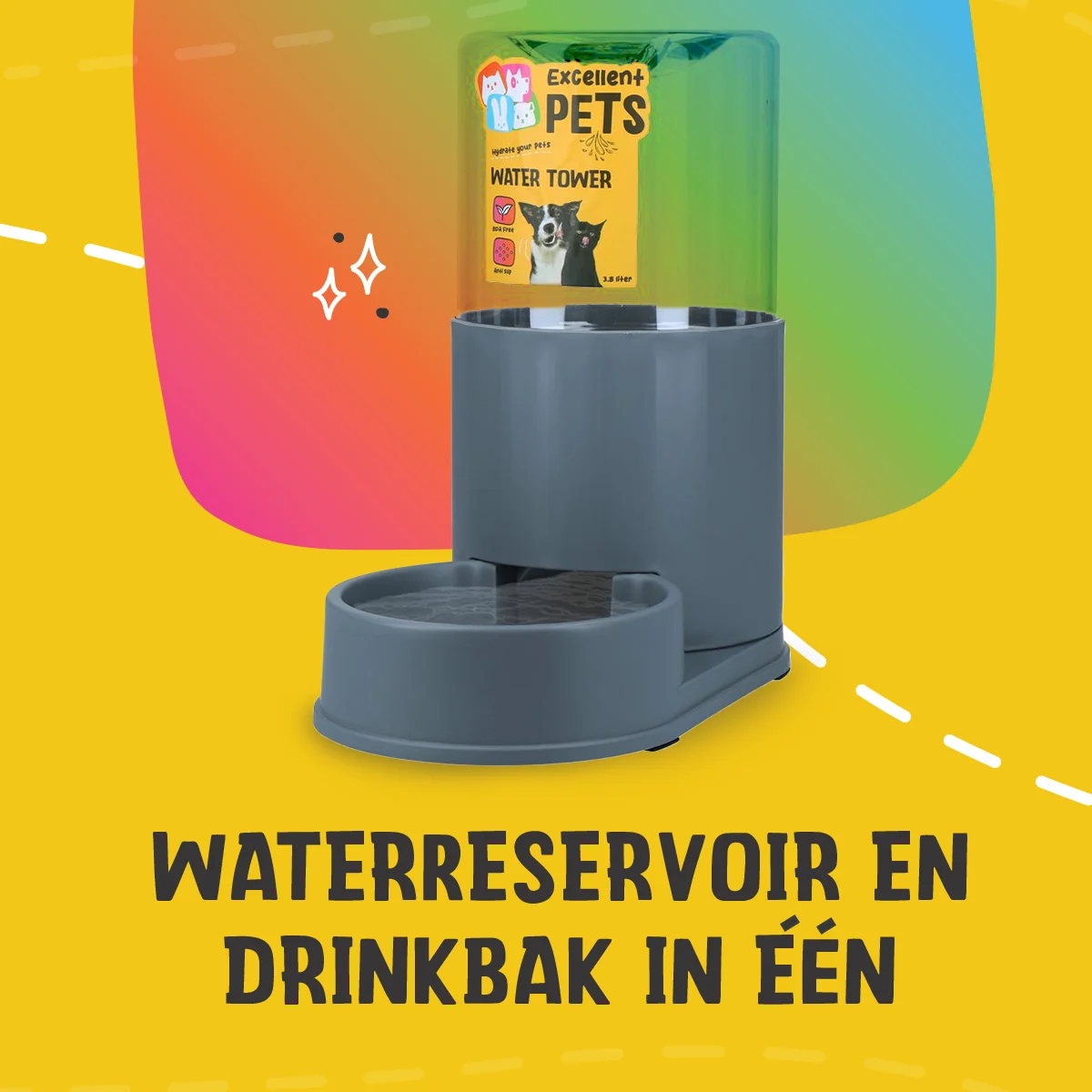 Fontaine à eau avec écuelle 3,8 l – Excellent Pets Water Tower – Image 5