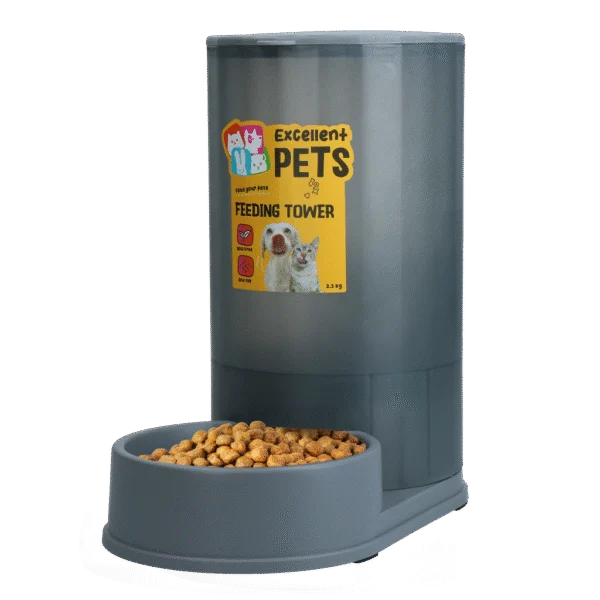 Distributeur de nourriture pour chiens et chats avec pieds antidérapants, 2,3 kg – Excellent Pets Feeding Tower