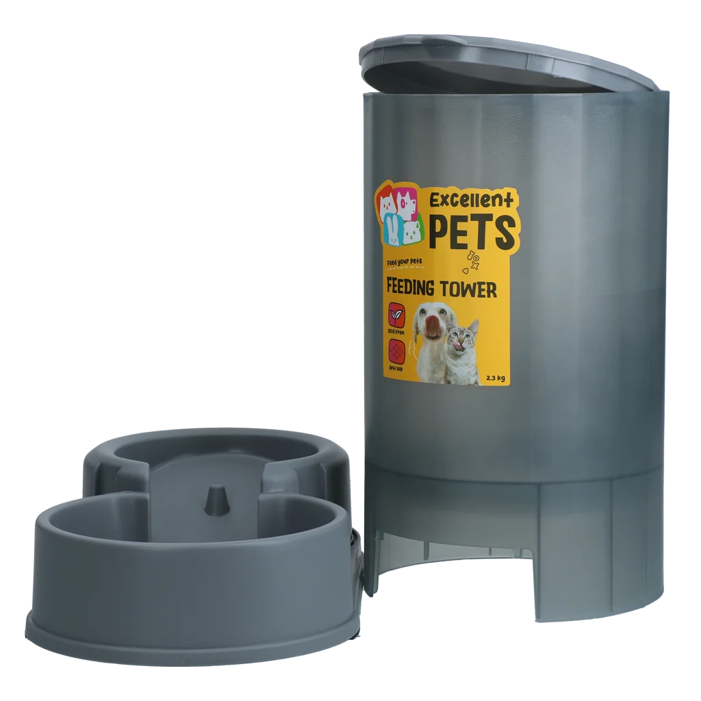 Distributeur de nourriture pour chiens et chats avec pieds antidérapants, 2,3 kg – Excellent Pets Feeding Tower – Image 3