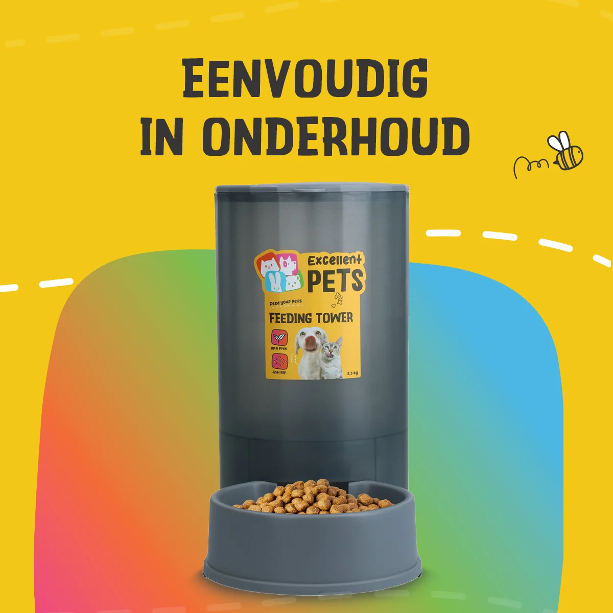 Distributeur de nourriture pour chiens et chats avec pieds antidérapants, 2,3 kg – Excellent Pets Feeding Tower – Image 4