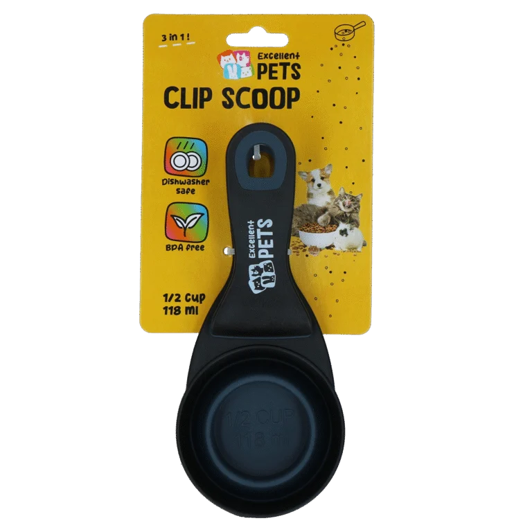 Pelle doseuse avec clip de fermeture, 0,5 cup – Excellent Pets Clip Scoop