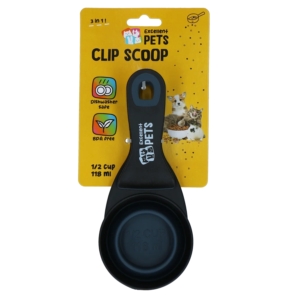 Pelle doseuse avec clip de fermeture, 0,5 cup – Excellent Pets Clip Scoop – Image 1