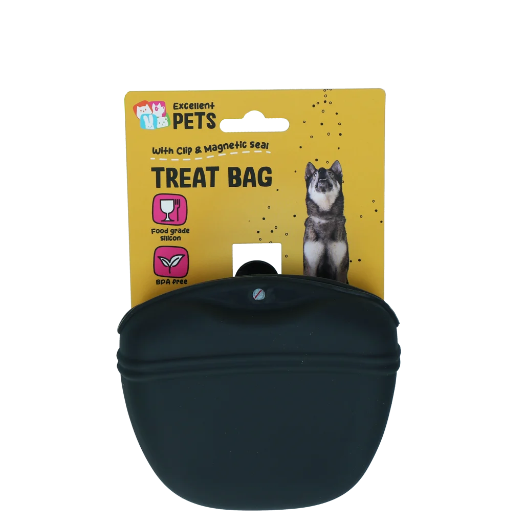 EXCE7090H.png Pochette à friandises pour chien en silicone avec fermeture magnétique et clip – Excellent Pets Treat Bag – Image 1