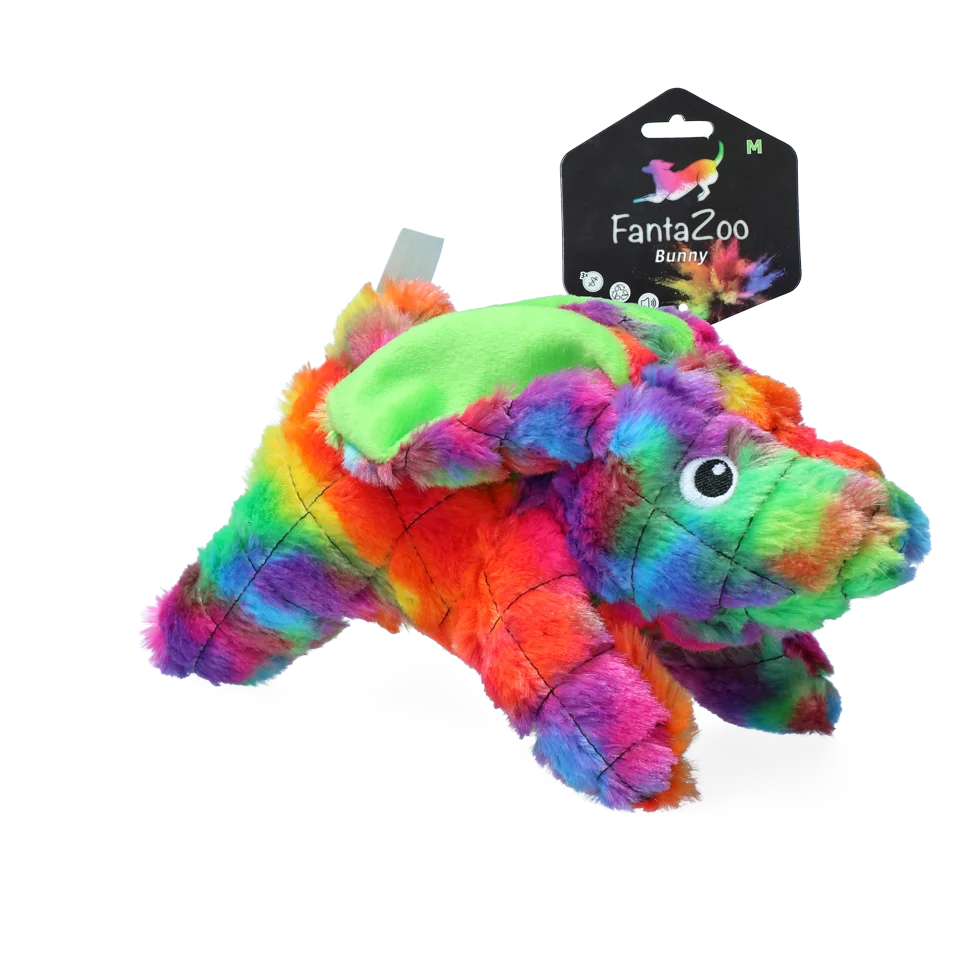 Peluche pour chien en matière recyclée avec couineur, M, 23 x 13 cm – FantaZoo Bunny – Image 1