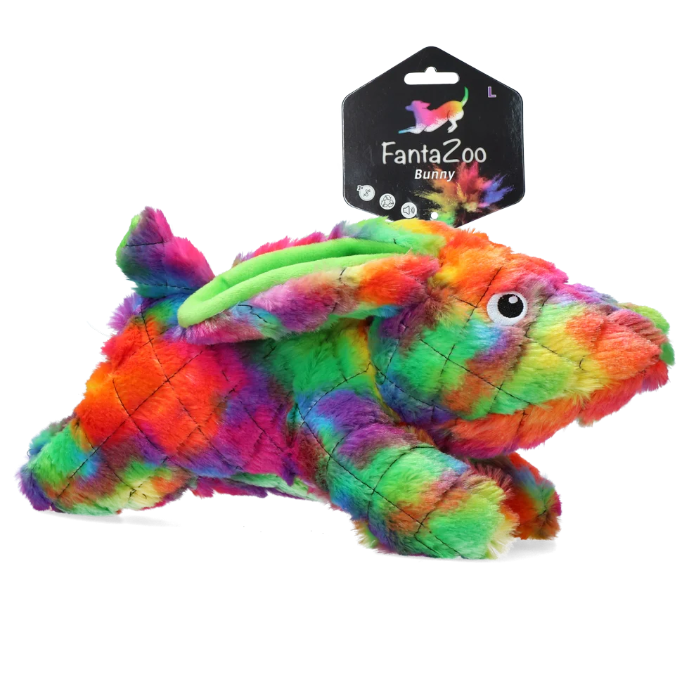 FANT009.png Peluche pour chien en matériaux recyclés avec couineur, L, 32 x 16 cm – FantaZoo Bunny – Image 1