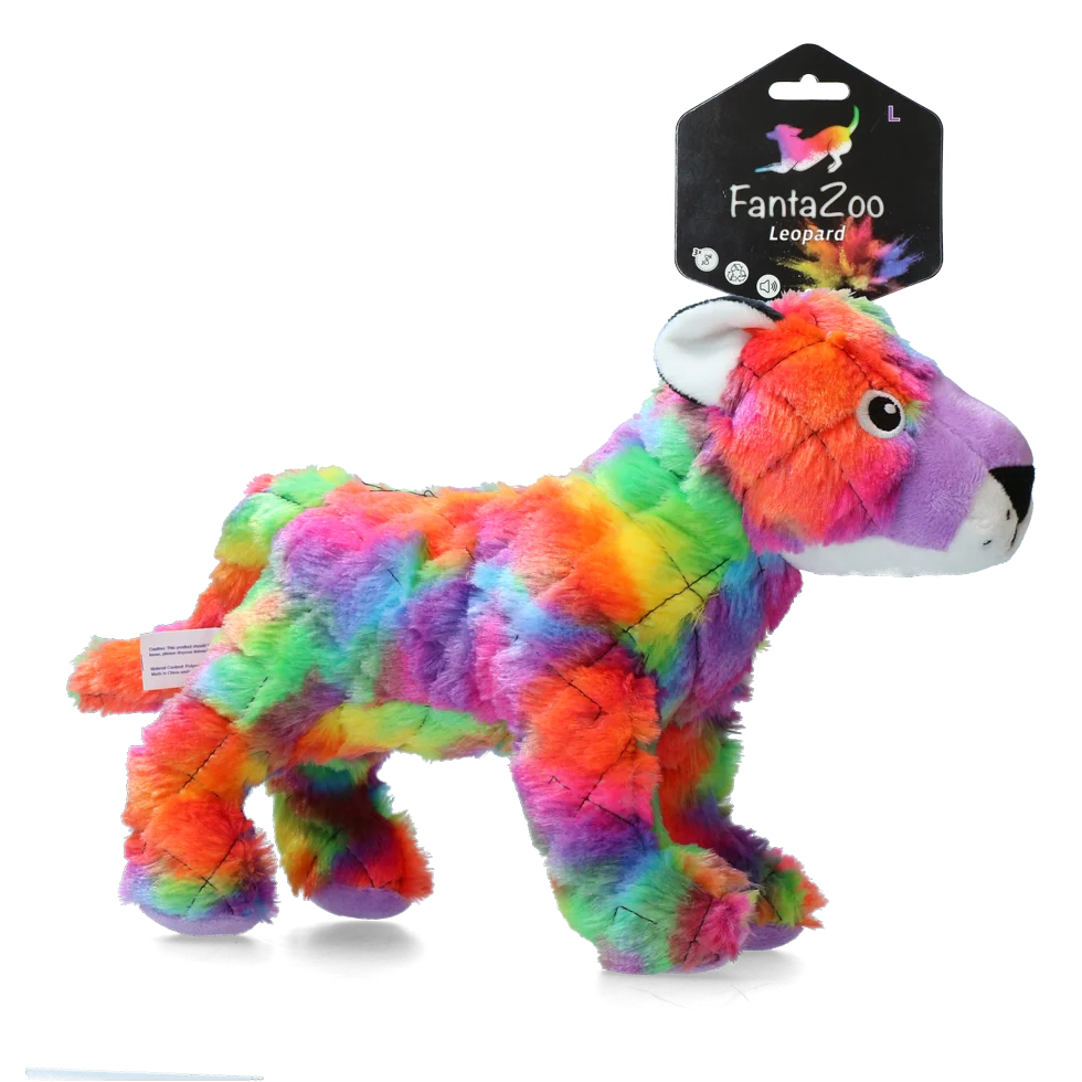 Peluche léopard pour chien avec couineur, L, 32 x 16 cm – FantaZoo Leopard – Image 1