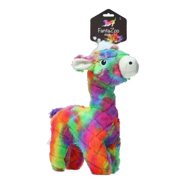 Peluche pour chien en matière recyclée avec couineur, L, 32 x 16 cm – FantaZoo Alpaca