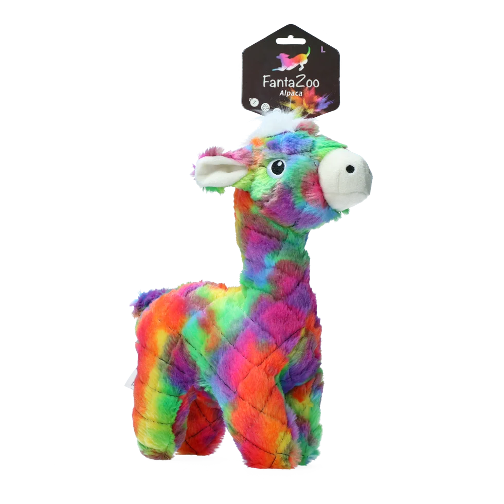 FANT015.png Peluche pour chien en matière recyclée avec couineur, L, 32 x 16 cm – FantaZoo Alpaca – Image 1