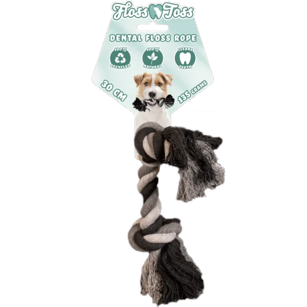 Corde en coton pour chien avec 2 nœuds, 30 cm – Floss Toss Natural Dental Ropes Dental Rope 2 Knot