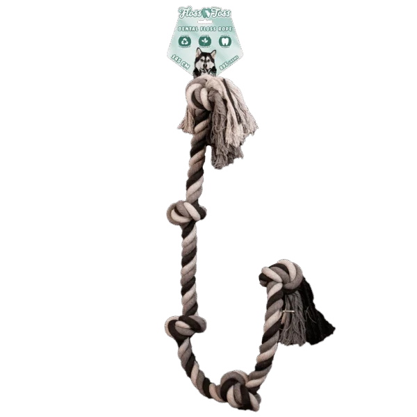 Corde pour chien en coton à 5 nœuds, 145 cm – Floss Toss Natural Dental Ropes Dental Rope 5 Knot