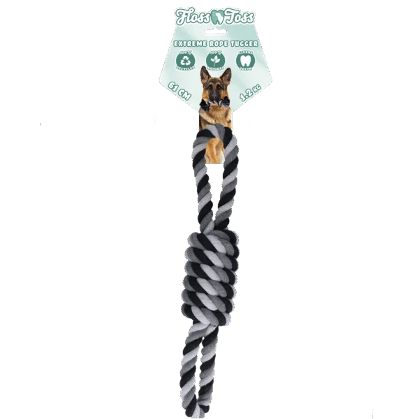 Corde en coton pour chien, 61 cm – Floss Toss Natural Dental Ropes Dental Rope Exteme 8-Tugger