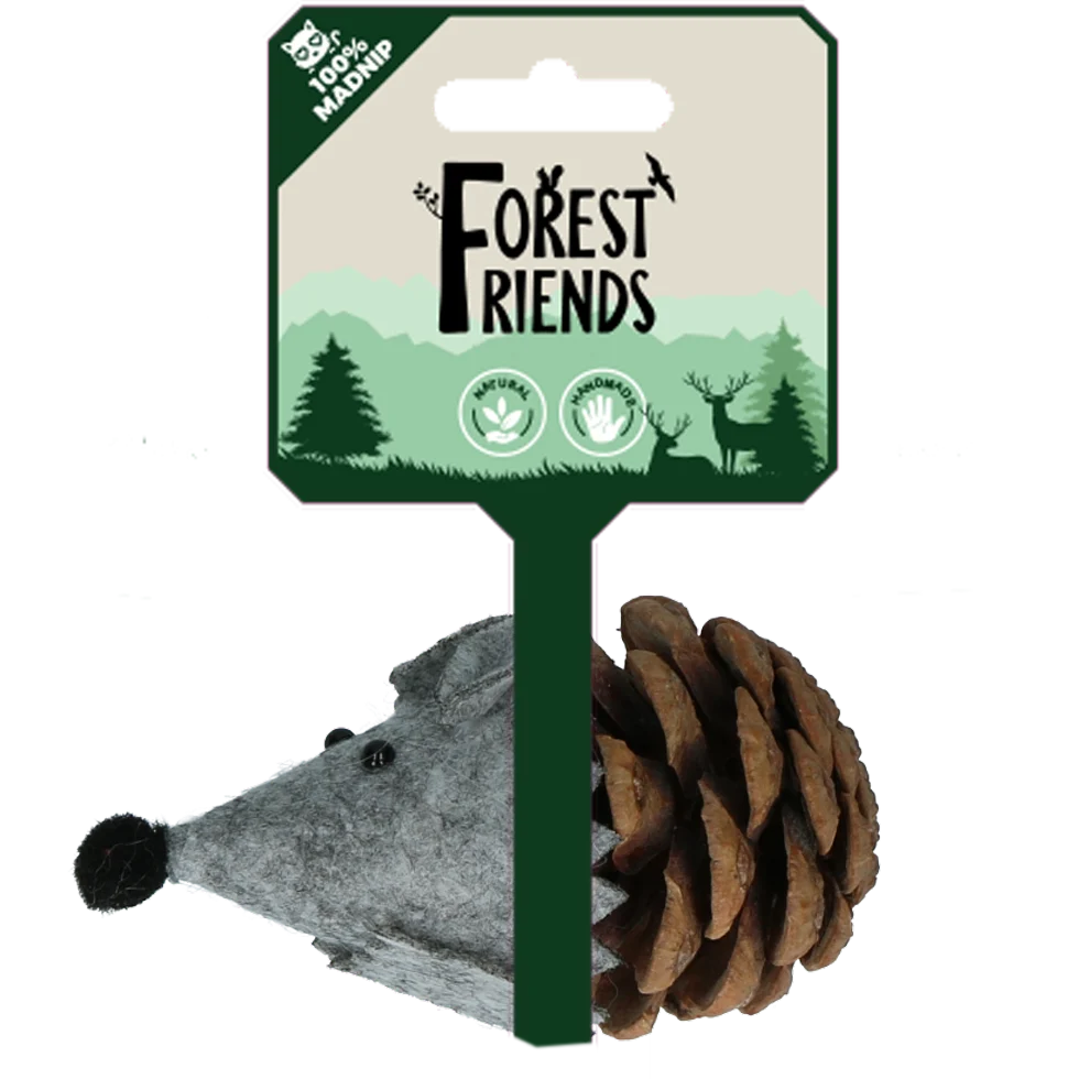FORE002.png Souris jouet pour chat en pomme de pin et feutre avec Madnip, grise, 8 cm – Forest Friends Mouse – Image 1