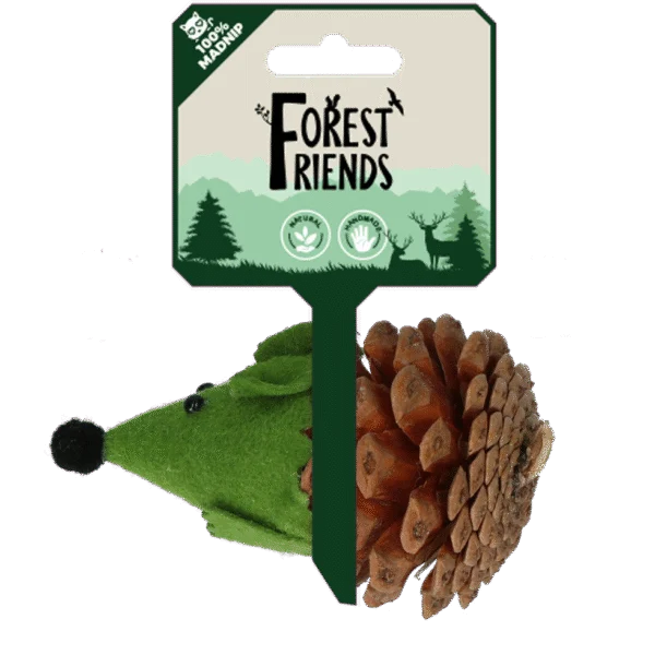 Souris jouet pour chats en pomme de pin et feutre avec Madnip, vert, 8 cm – Forest Friends Mouse