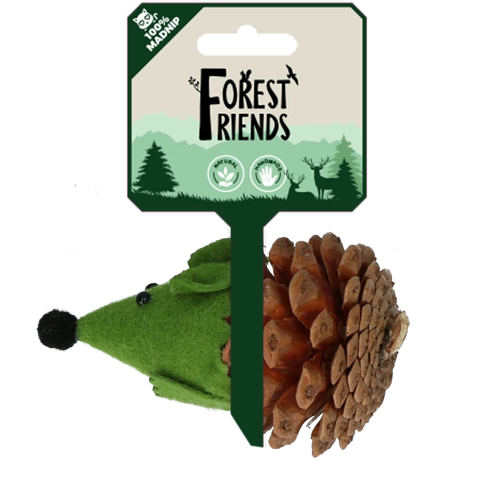 FORE003.png Souris jouet pour chats en pomme de pin et feutre avec Madnip, vert, 8 cm – Forest Friends Mouse – Image 1