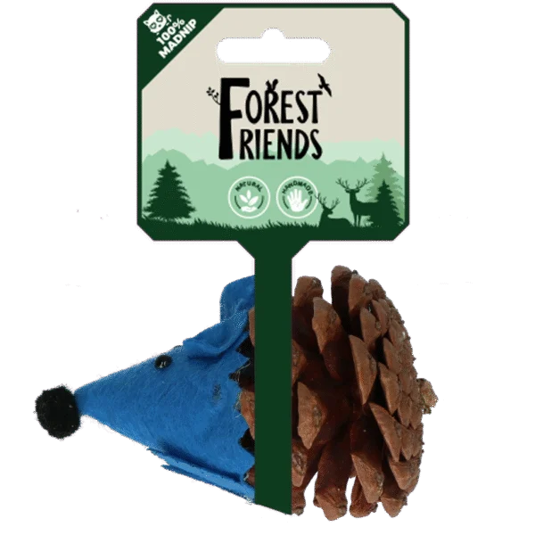 Souris jouet pour chats en pomme de pin et feutre avec Madnip, bleu, 8 cm – Forest Friends Mouse