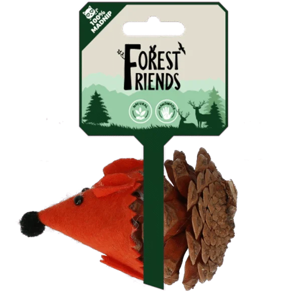 Souris pour chat en pomme de pin et feutre avec Madnip, orange, 8 cm – Forest Friends Mouse