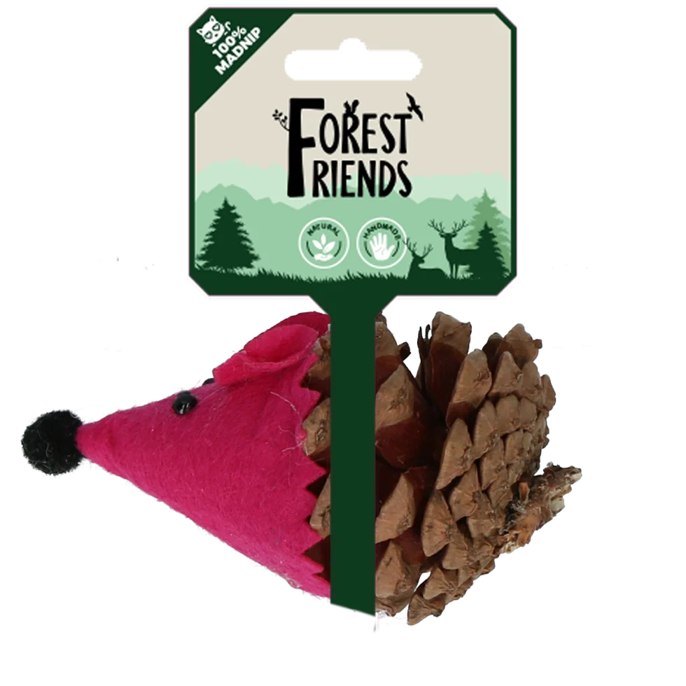 Souris pour chat en pomme de pin et feutre avec Madnip, rose, 8 cm – Forest Friends Mouse – Image 1