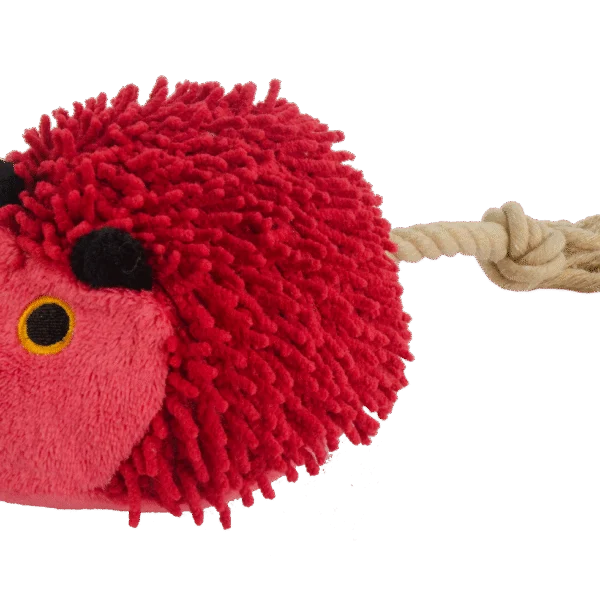 Peluche pour chien hérisson avec queue en corde et couineur, rouge, 15 x 20 cm – Fuzzle Hedgie With Tail