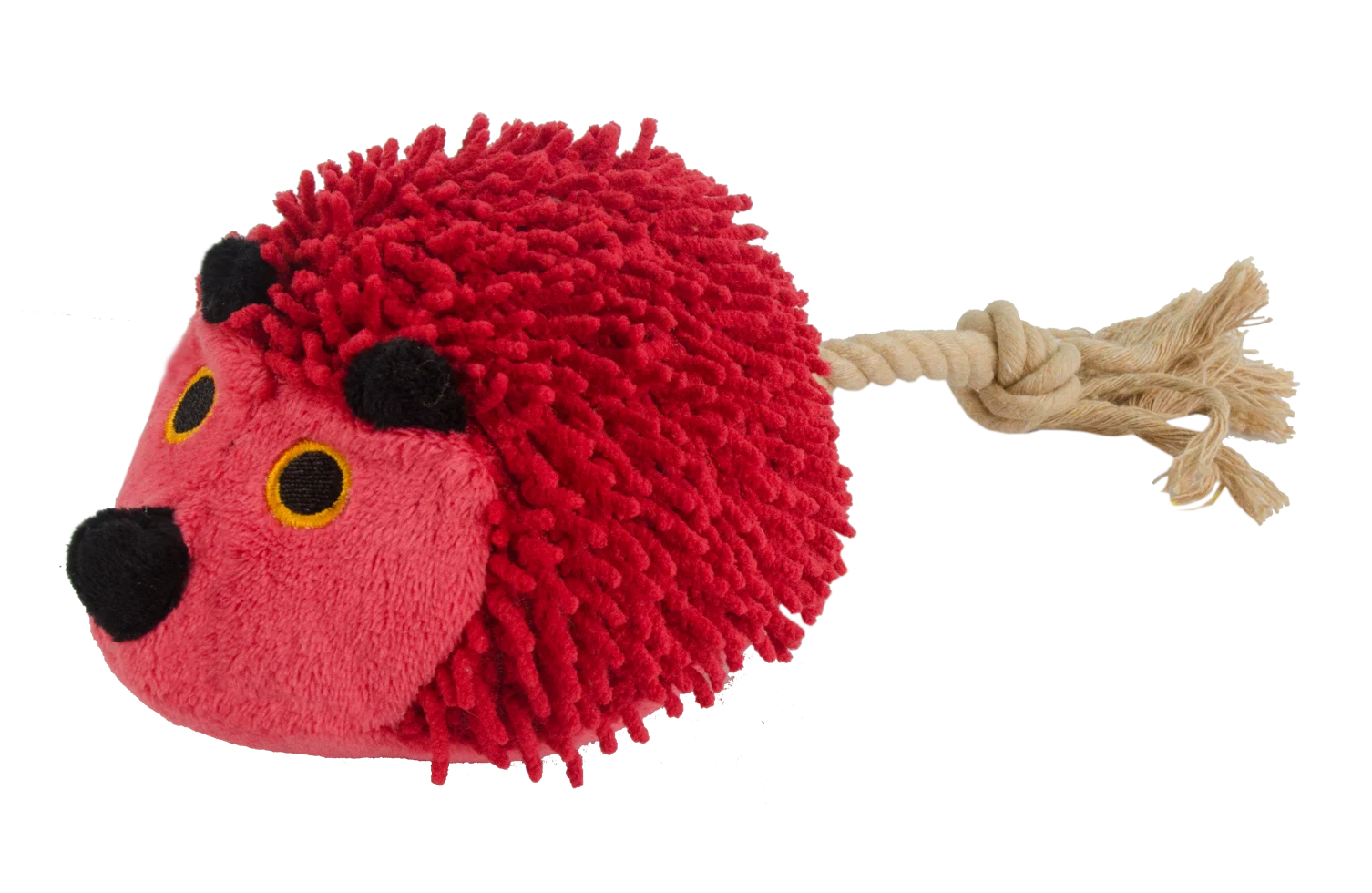 Peluche pour chien hérisson avec queue en corde et couineur, rouge, 15 x 20 cm – Fuzzle Hedgie With Tail – Image 1