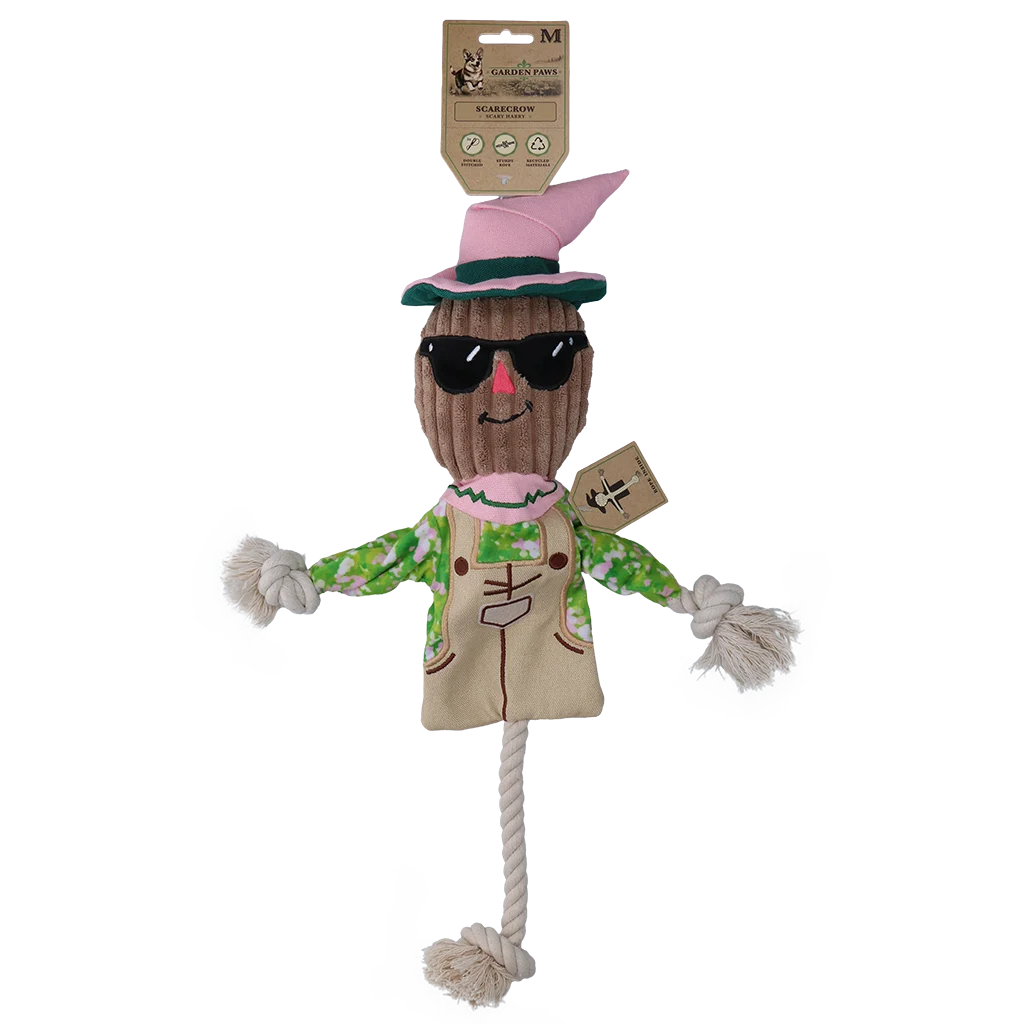 Jouet à tirer Épouvantail avec corps qui crépite et corde – Garden Paws Scarecrow Scary Harry M – Image 1