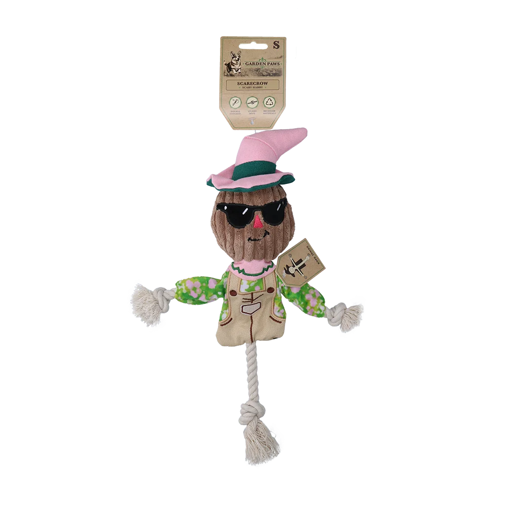 GARD0010S.png Jouet à tirer épouvantail avec corps qui crépite et corde – Garden Paws Scarecrow Scary Harry S – Image 1