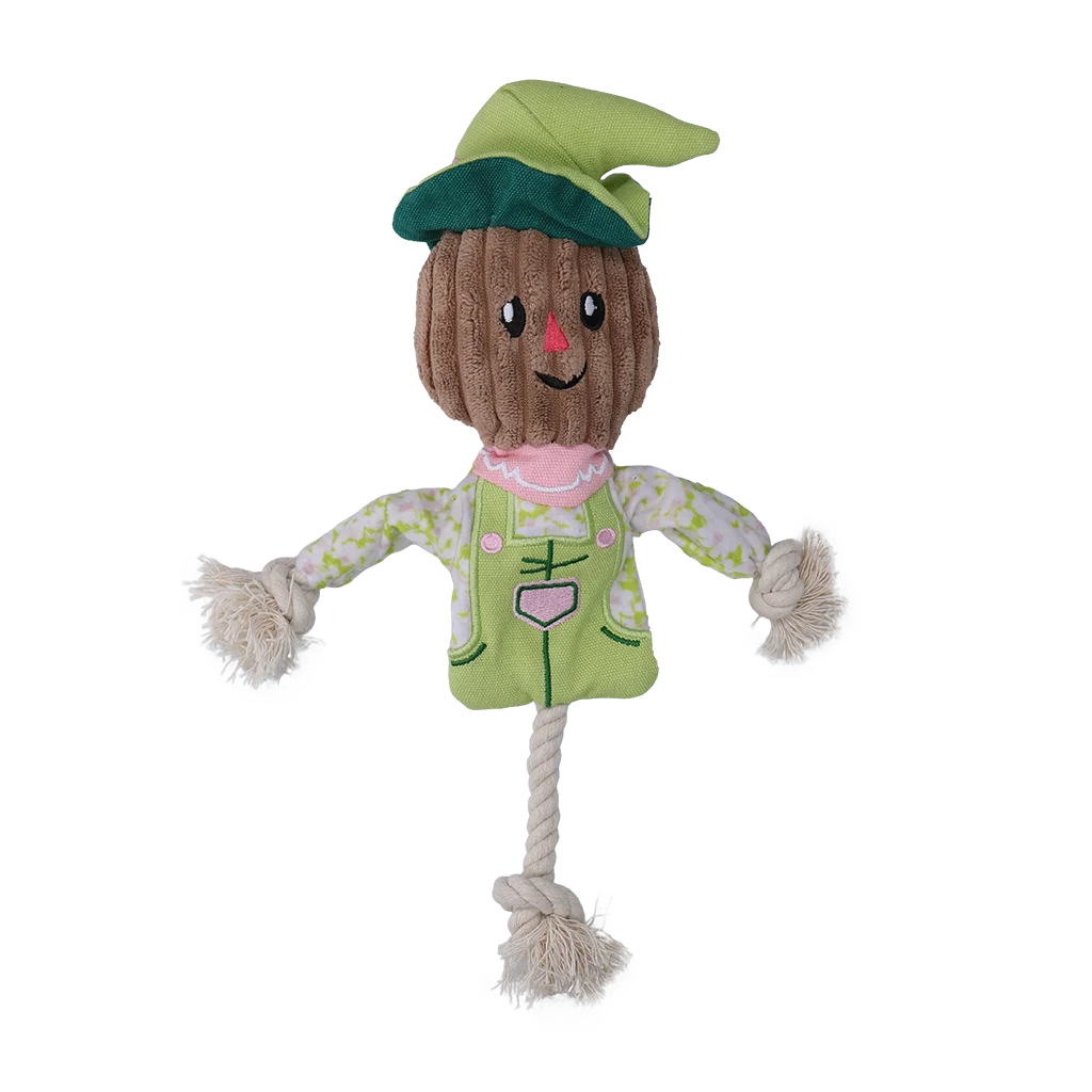 Jouet de traction épouvantail avec corps qui crépite et corde – Garden Paws Scarecrow Indy Fields S – Image 2