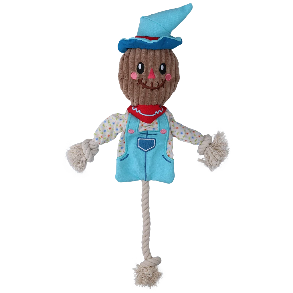 Jouet de traction épouvantail avec corps qui crépite et corde – Garden Paws Scarecrow Calvin Crow M – Image 2