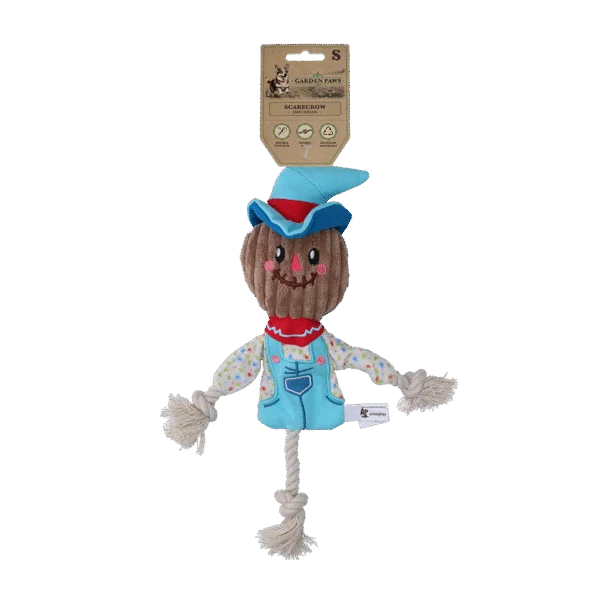 Jouet à tirer épouvantail avec corps crépitant et corde – Garden Paws Scarecrow Calvin Crow S