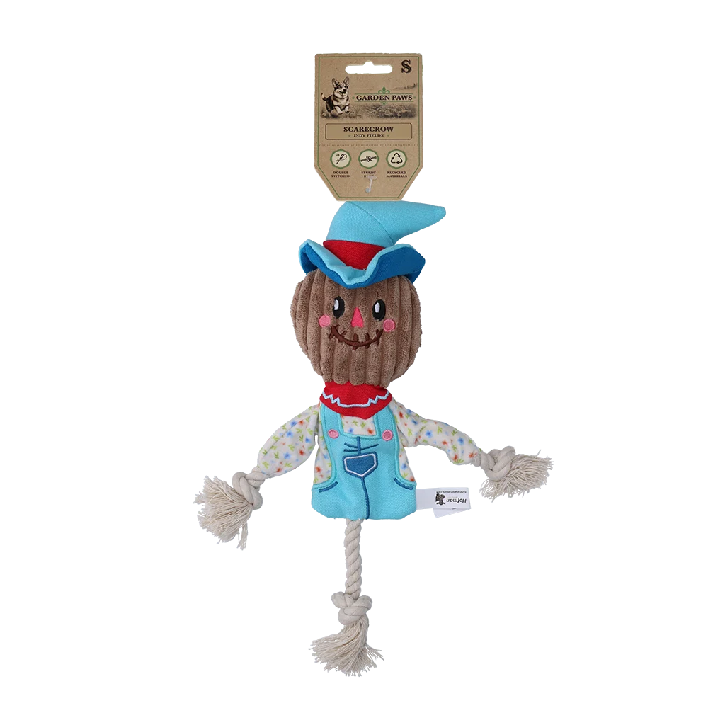 Jouet à tirer épouvantail avec corps crépitant et corde – Garden Paws Scarecrow Calvin Crow S – Image 1
