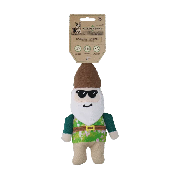 Peluche pour chien nain de jardin avec couineur S – Garden Paws Garden Gnome Smirking Steve S