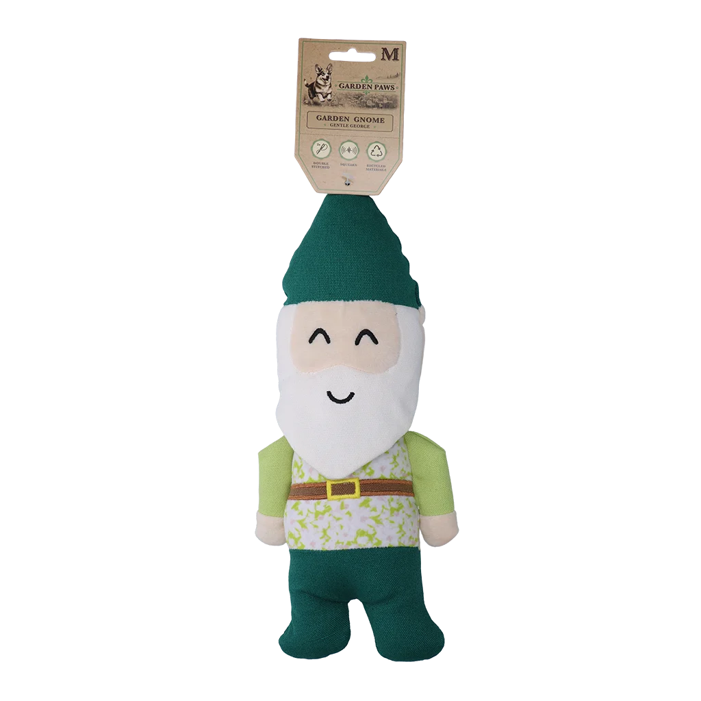 Peluche pour chien nain de jardin avec couineur M – Garden Paws Garden Gnome Gentle George M – Image 1