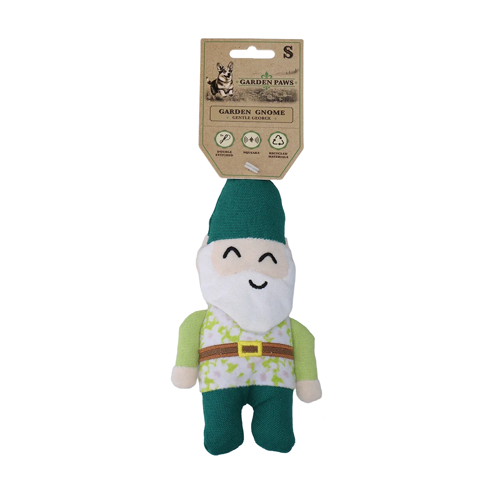 Peluche pour chien nain de jardin avec couineur S – Garden Paws Garden Gnome Gentle George S – Image 1