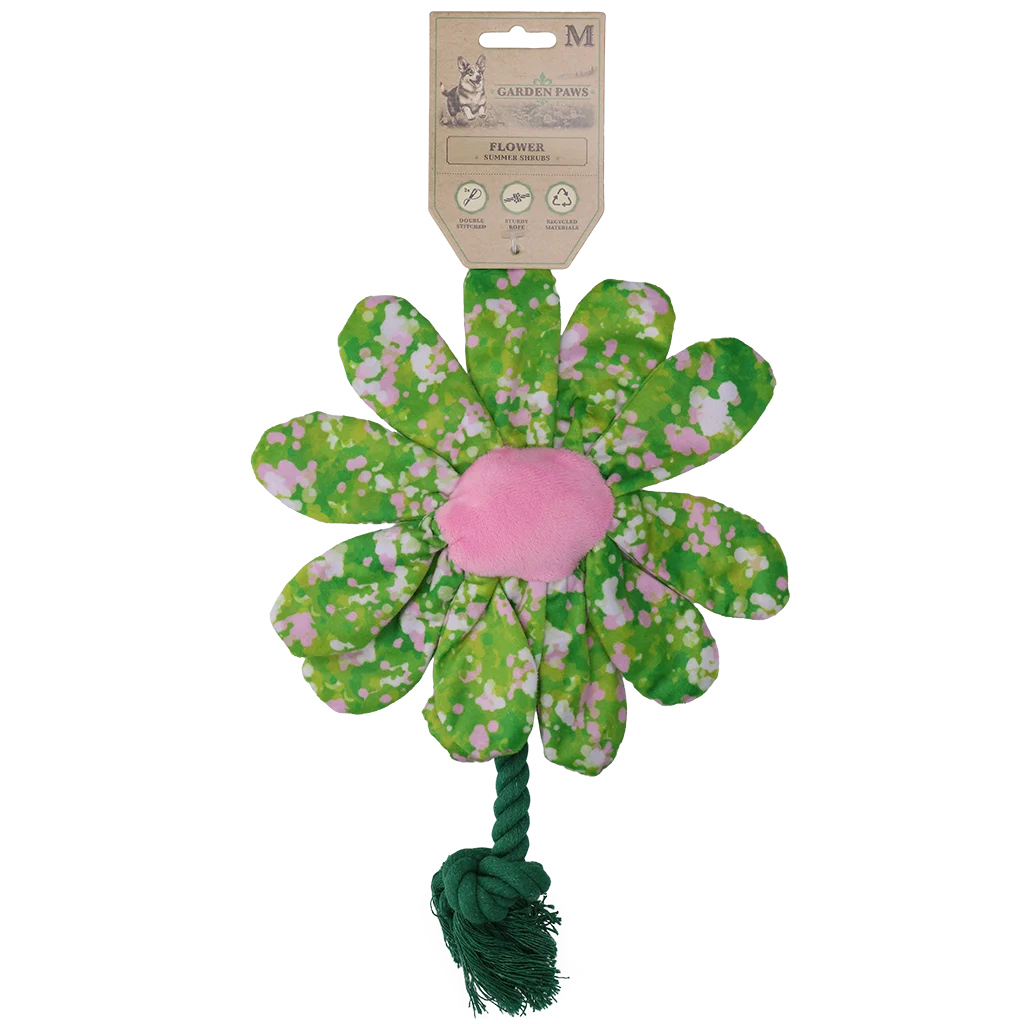 Peluche fleur pour chien avec corde M – Garden Paws Flower Summer Shrubs M – Image 1