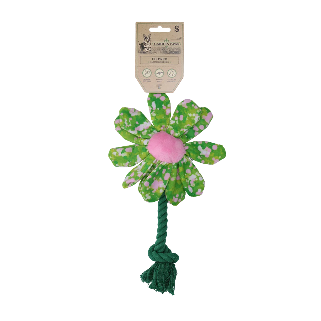 Peluche fleur pour chien avec corde S – Garden Paws Flower Summer Shrubs S – Image 1