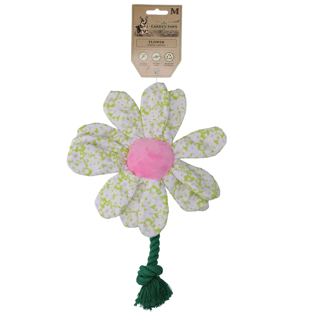 Peluche pour chien Fleur avec corde, M – Garden Paws Flower Spring Sakura – Image 1
