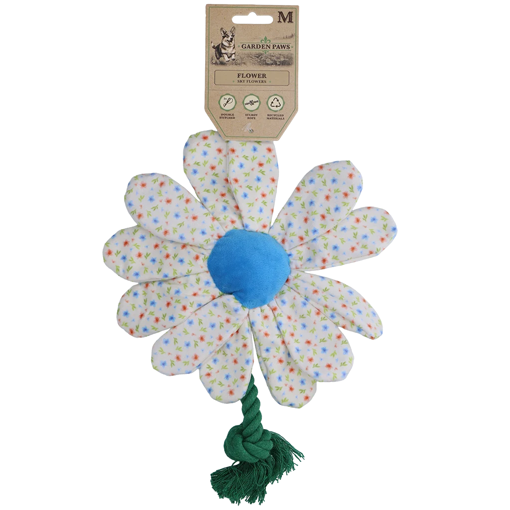 Peluche pour chien fleur avec corde, M – Garden Paws Flower Sky Flowers – Image 1