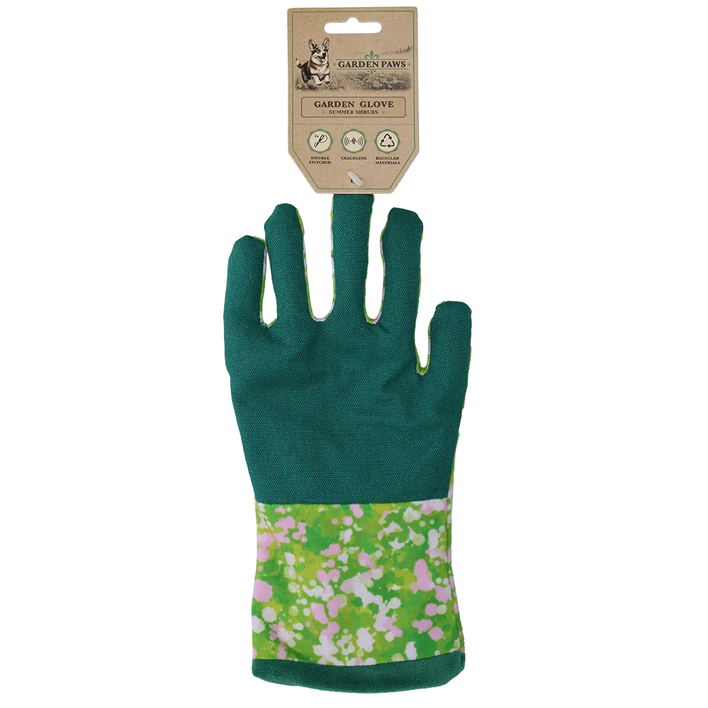 Jouet de fouille avec matière bruissante et compartiment à friandises – Garden Paws Garden Glove Summer Shrubs – Image 1