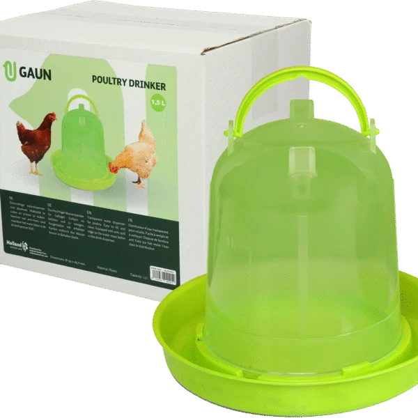 Abreuvoir pour poules en plastique transparent, vert citron, 1,5 l – Gaun