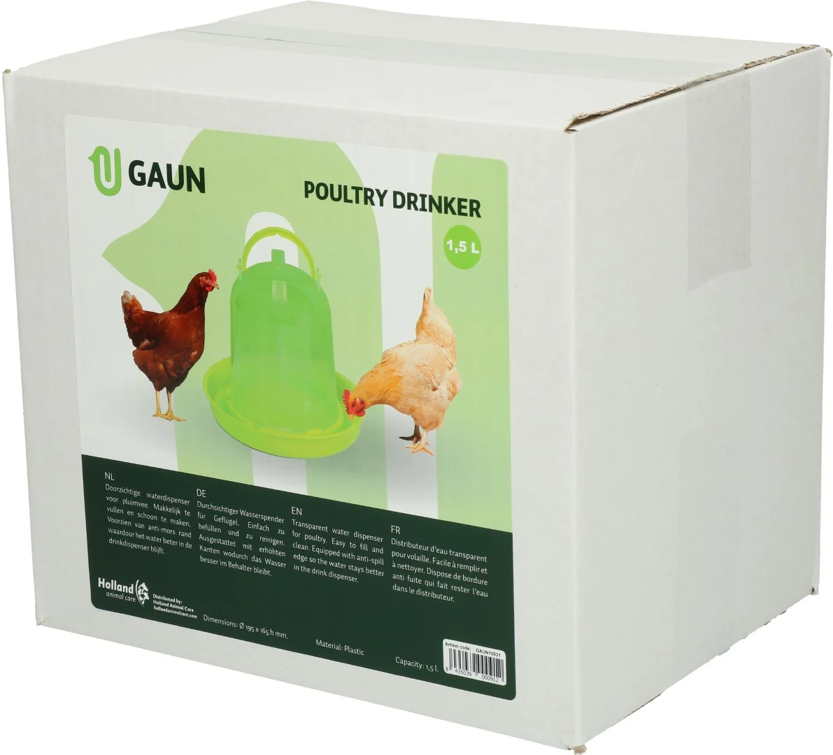 Abreuvoir pour poules en plastique transparent, vert citron, 1,5 l – Gaun – Image 3