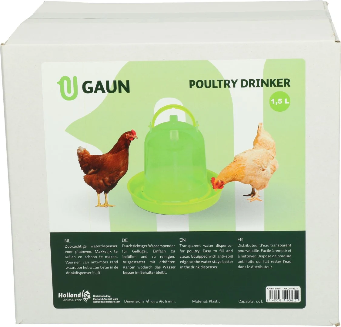 Abreuvoir pour poules en plastique transparent, vert citron, 1,5 l – Gaun – Image 4